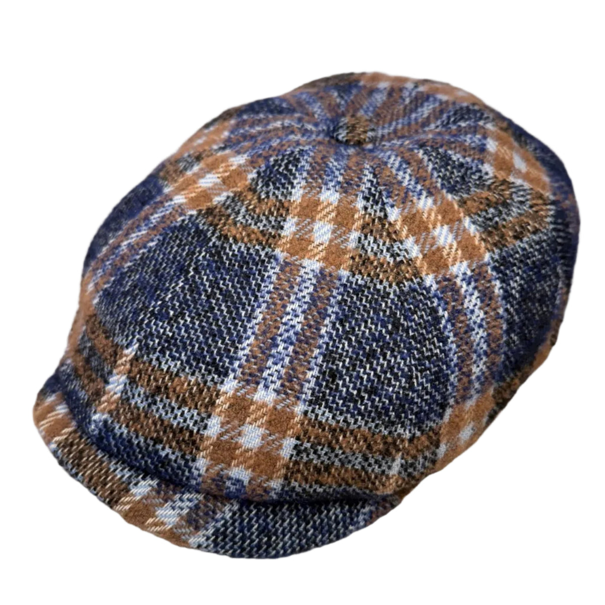 Plaid patterned cap on a white background