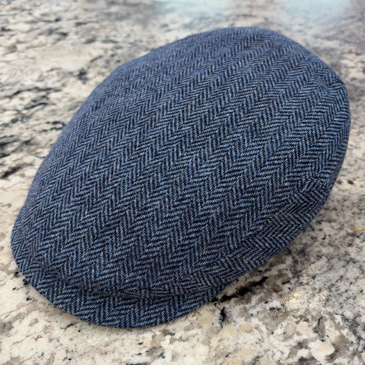 Alfonso D'est Blue Herringbone Holland & Sherry English Flat Cap 58673