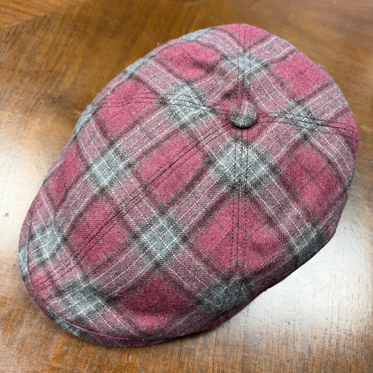 Alfonso D'est Red Plaid Holland & Sherry English 4 Panel Newsboy Cap 58843