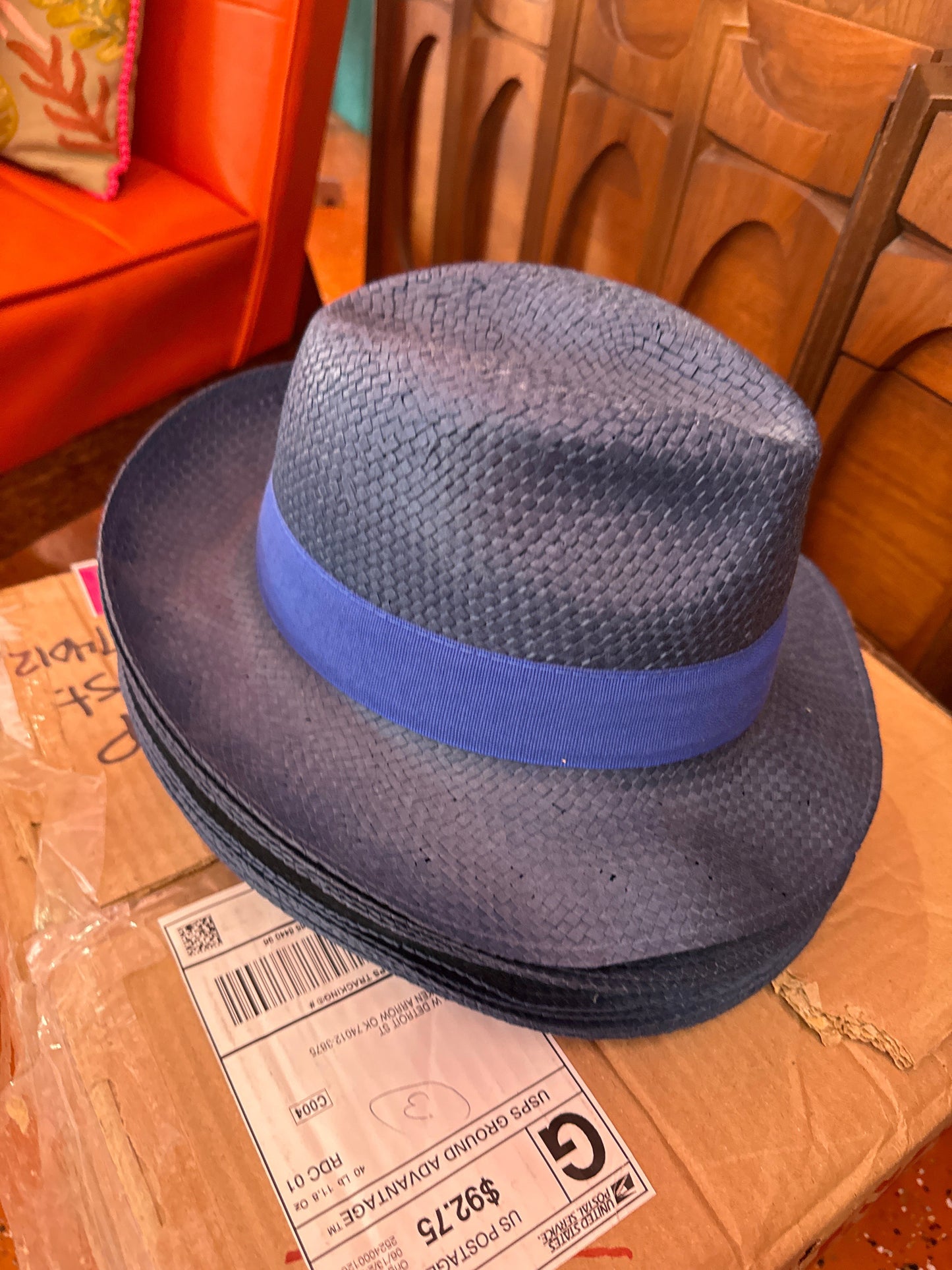 Blue Straw Hat by Hologramme Paris