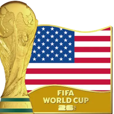 2026 Fifa World Cup 2.5D USA Trophy Pin w/ Flag