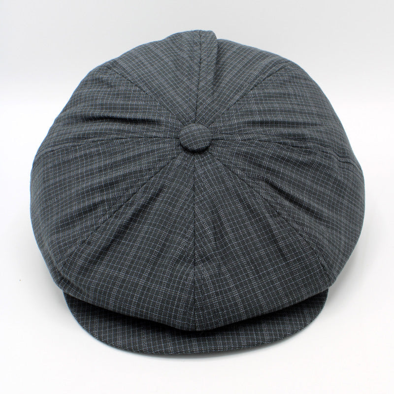 The "Birmingham Summer" - Dark Gray Plaid Newsboy Cap by Hologramme Paris