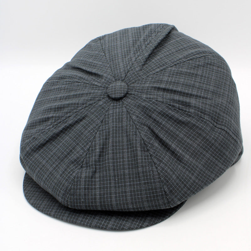 The "Birmingham Summer" - Dark Gray Plaid Newsboy Cap by Hologramme Paris