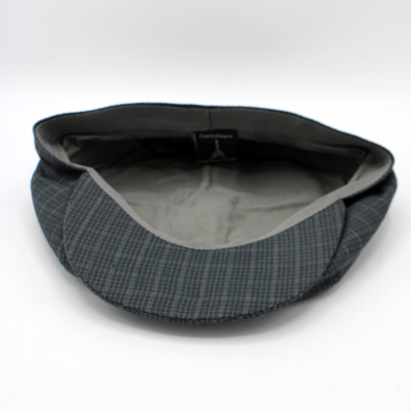 The "Birmingham Summer" - Dark Gray Plaid Newsboy Cap by Hologramme Paris