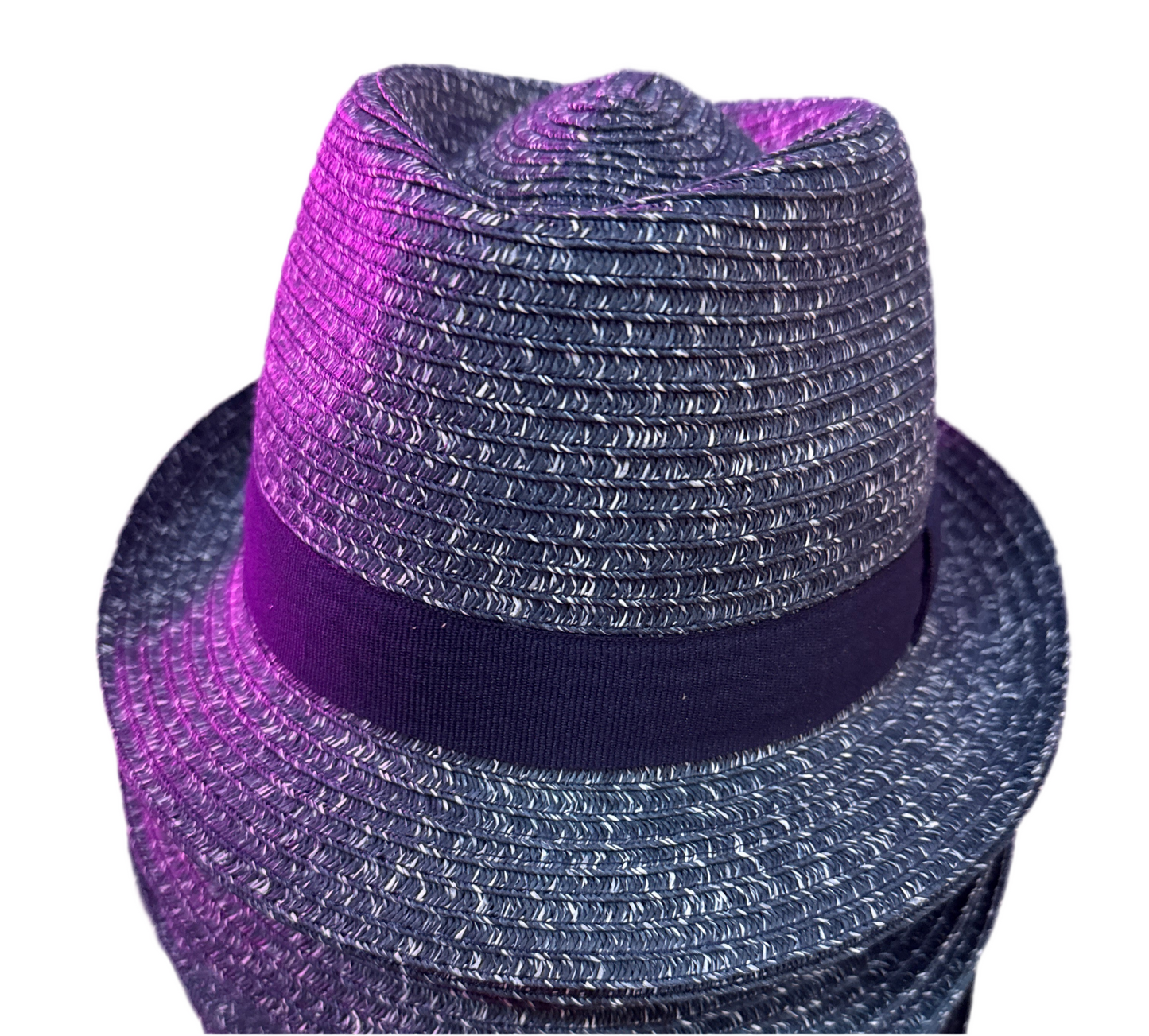 Blue with White Flecks Straw Trilby Hat by Hologramme Paris