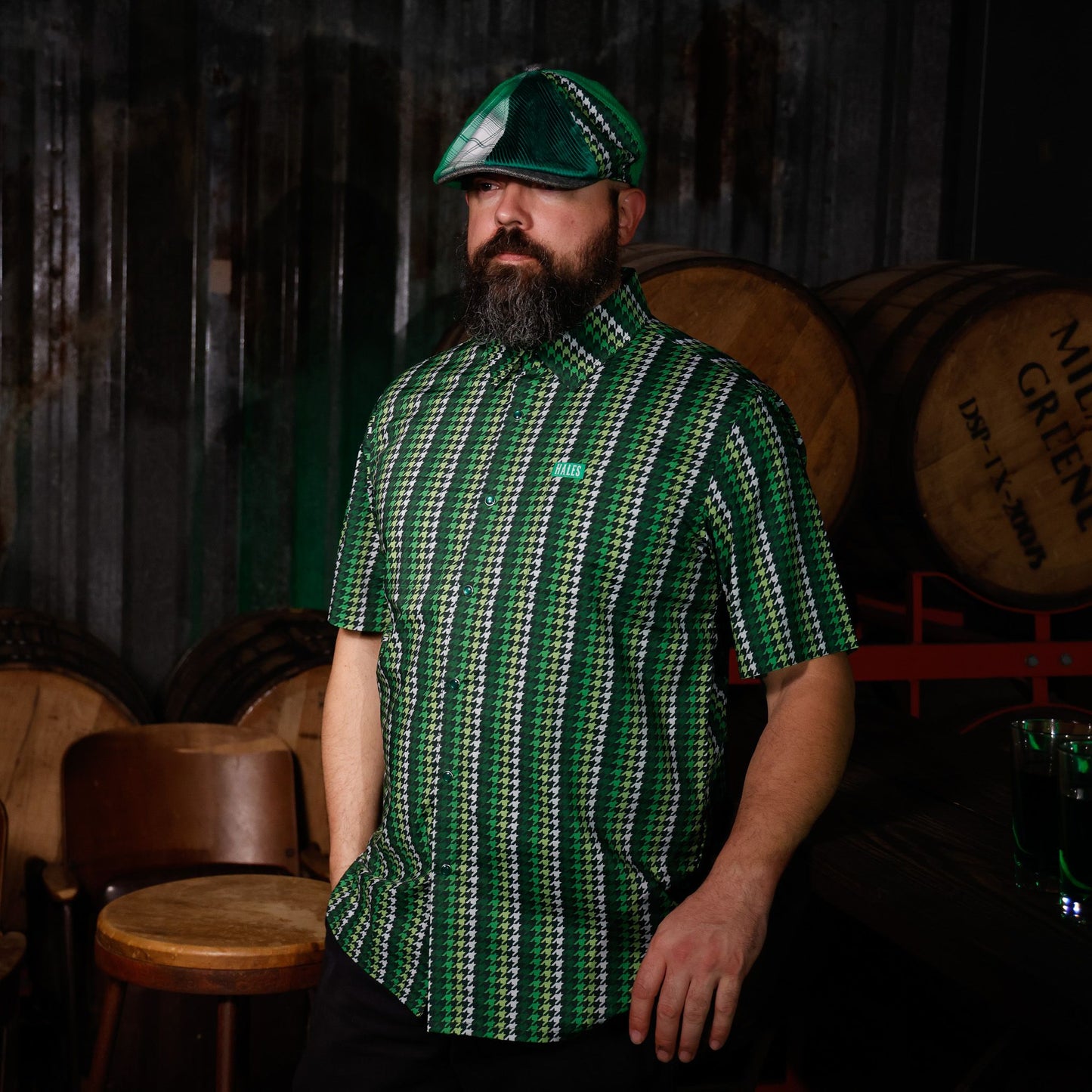 Feelin’ Lucky / Green Cheyenne Patchwork Newsboy Hales Speed Shop X FunkyBrims Collab (with Pin)