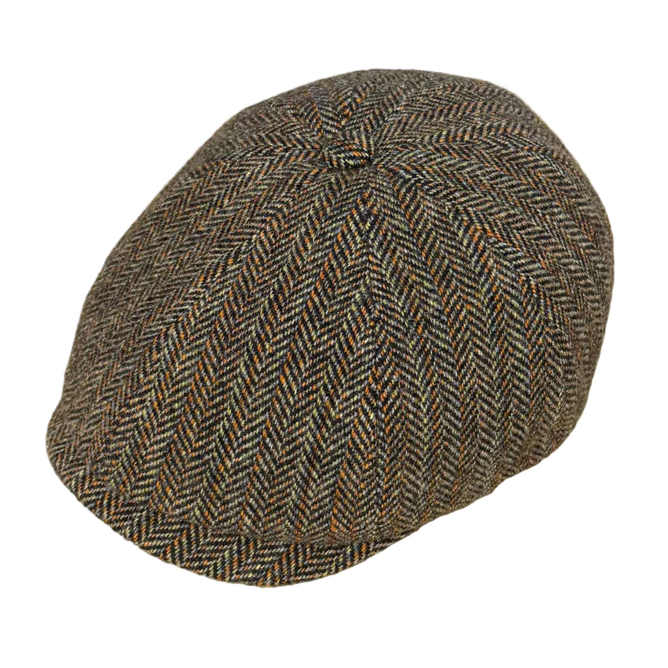 Alfonso d'Este Wool Herringbone Newsboy Cap