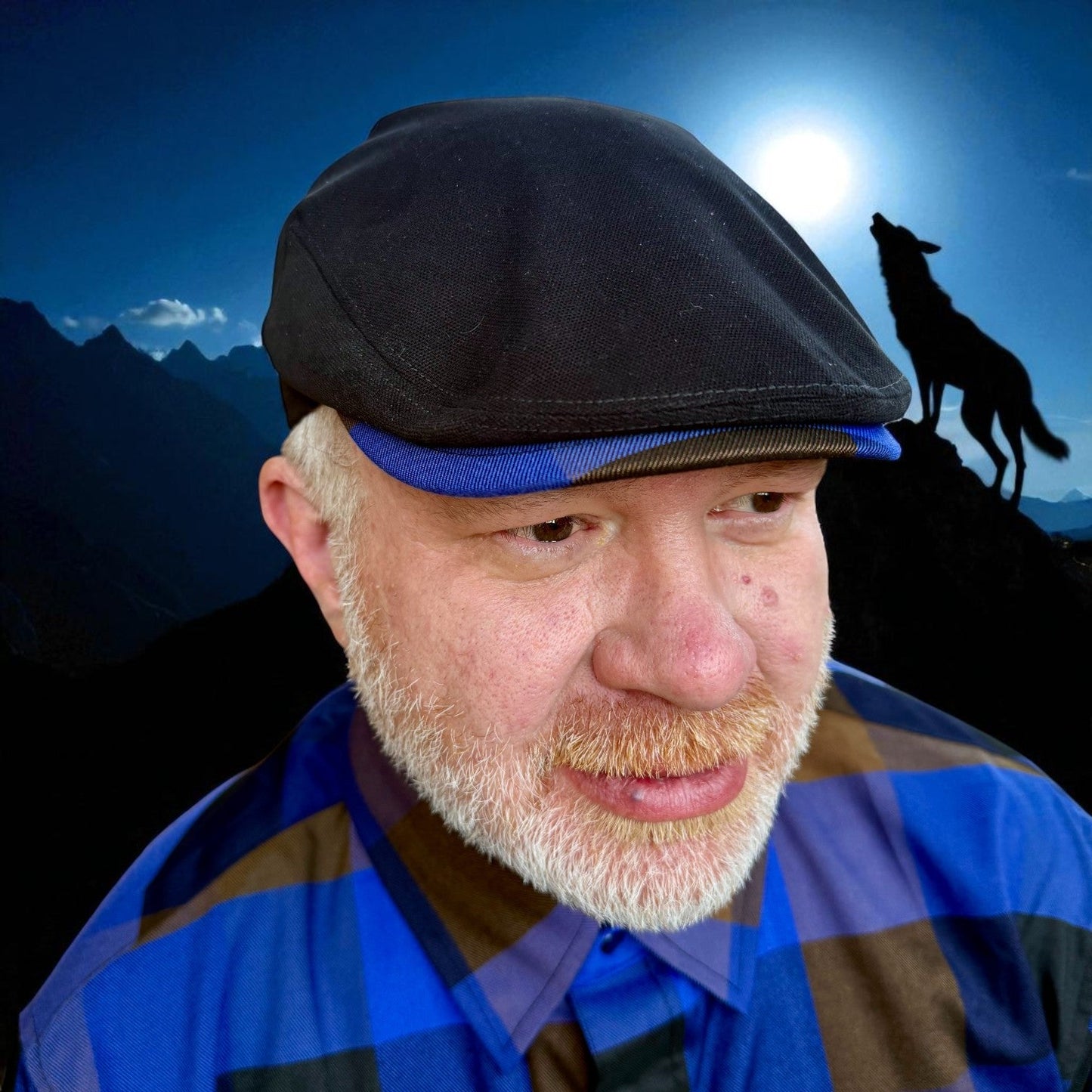 The "Bad Moon" Black Flat Cap Hales Speed Shop X FunkyBrims Collab with Cap Pin