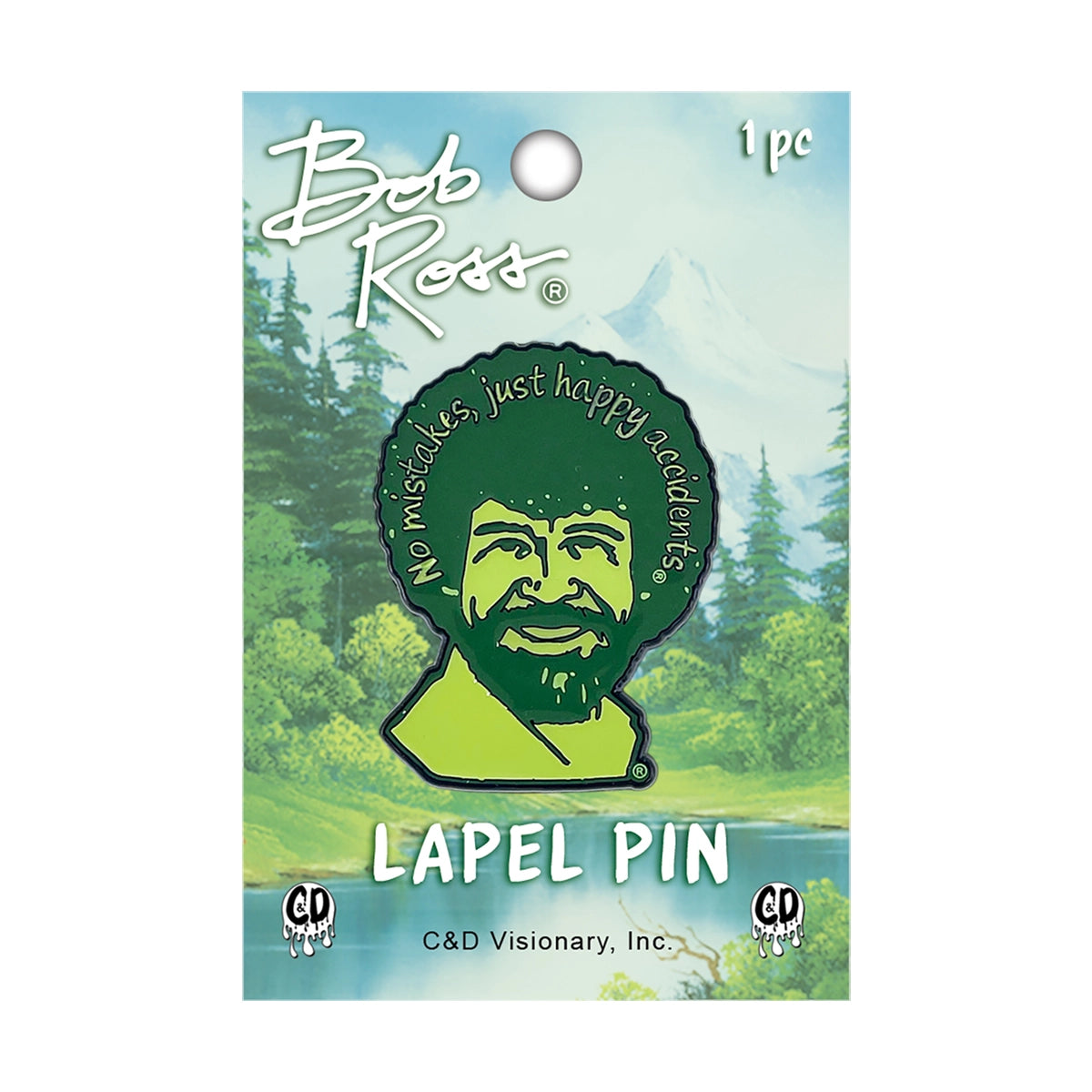 Bob Ross "Happy Accidents" Enamel Pin