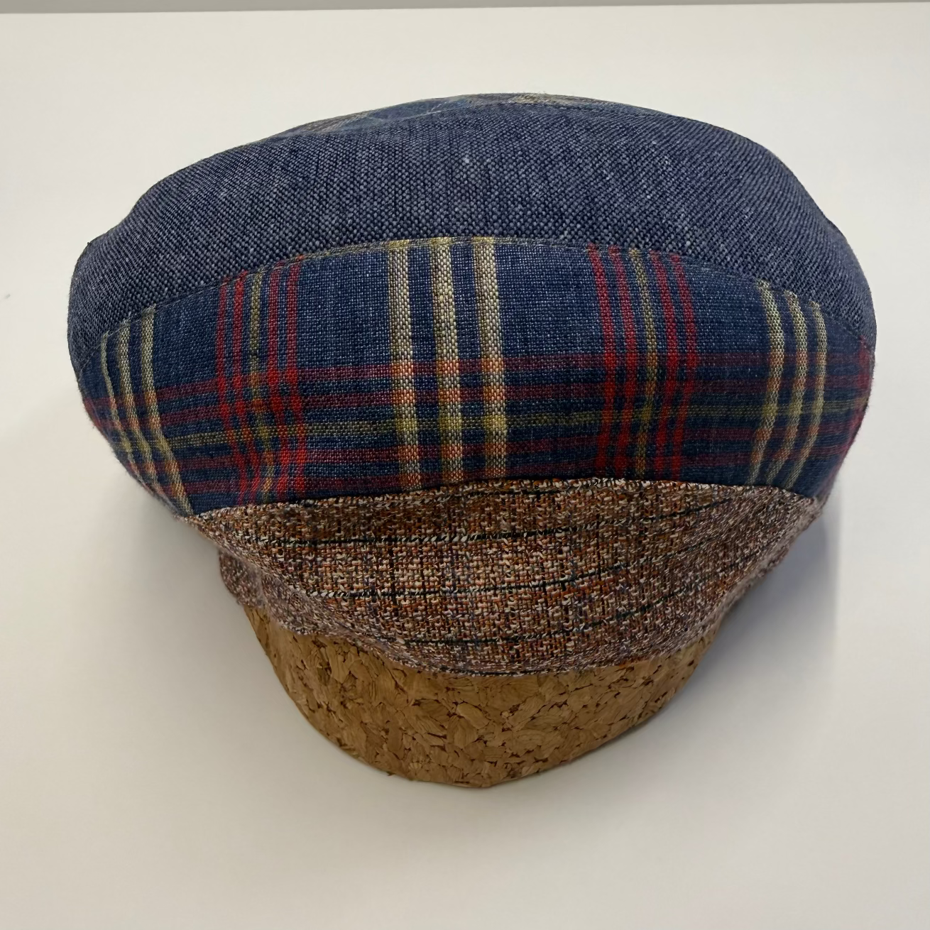 Breakwater Silk and LInen Patchwork Flat cap by Capas at FunkyBrims.
