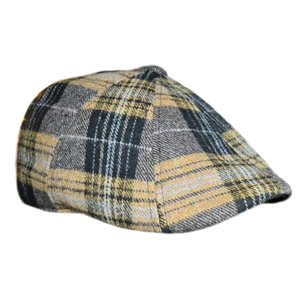 The Bruin Peaky - Gold and Black Plaid Cap by Boston Scally Co.