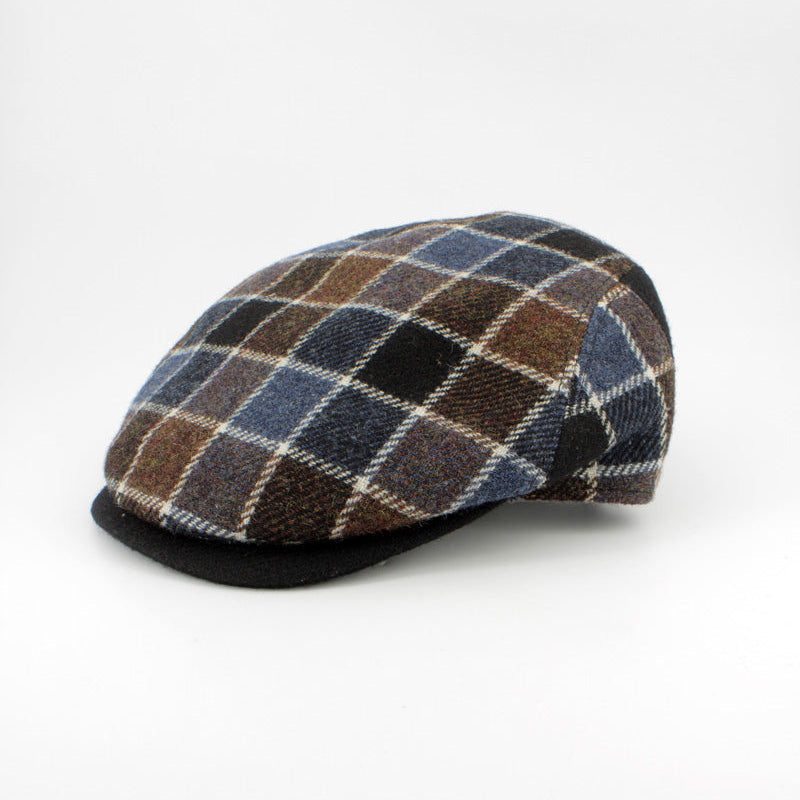Crossroads Slate & Whiskey wool flat cap by Hologramme Paris - view 1