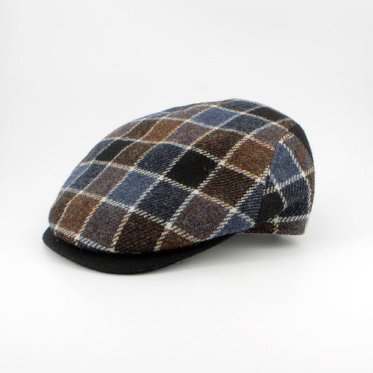 Crossroads Slate & Whiskey wool flat cap by Hologramme Paris - view 1
