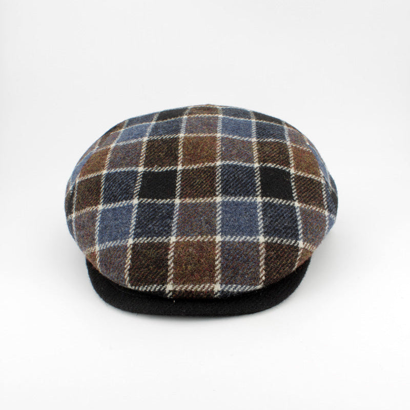 Crossroads Slate & Whiskey wool flat cap by Hologramme Paris - view 2