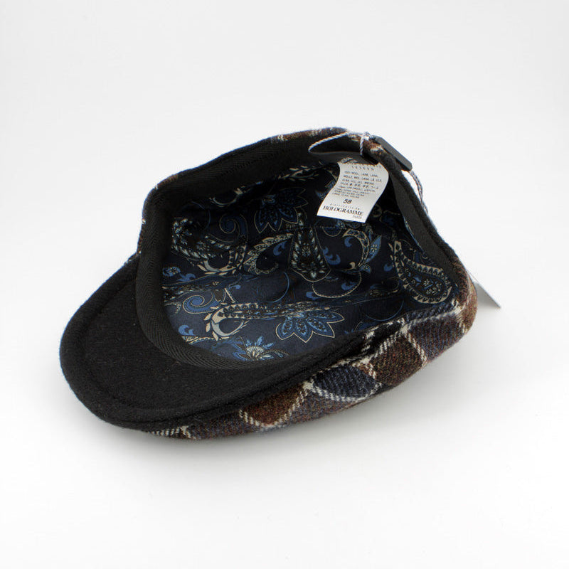 Crossroads Slate & Whiskey wool flat cap by Hologramme Paris - view 3