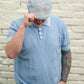 The "Beacon" Sky Blue Split Panel Flat Cap by Hologramme Paris at FunkyBrims