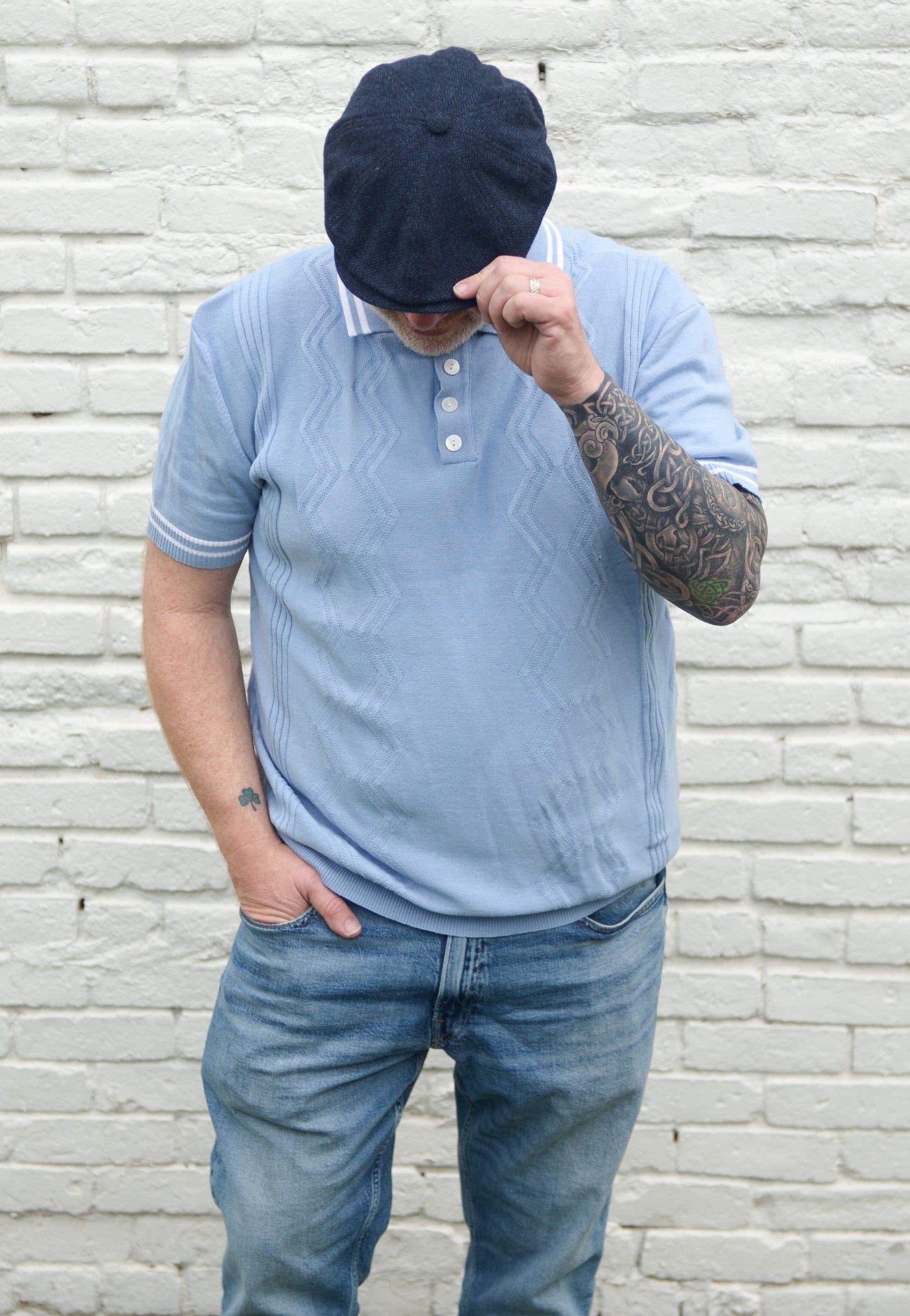 The "Tommy" Blue Herringbone Newsboy Cap by FunkyBrims