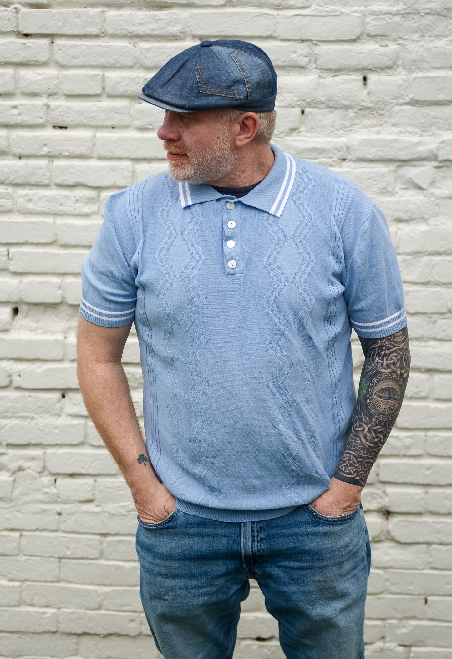 The "Rebel" - Denim Patchwork Newsboy Cap by Hologramme Paris