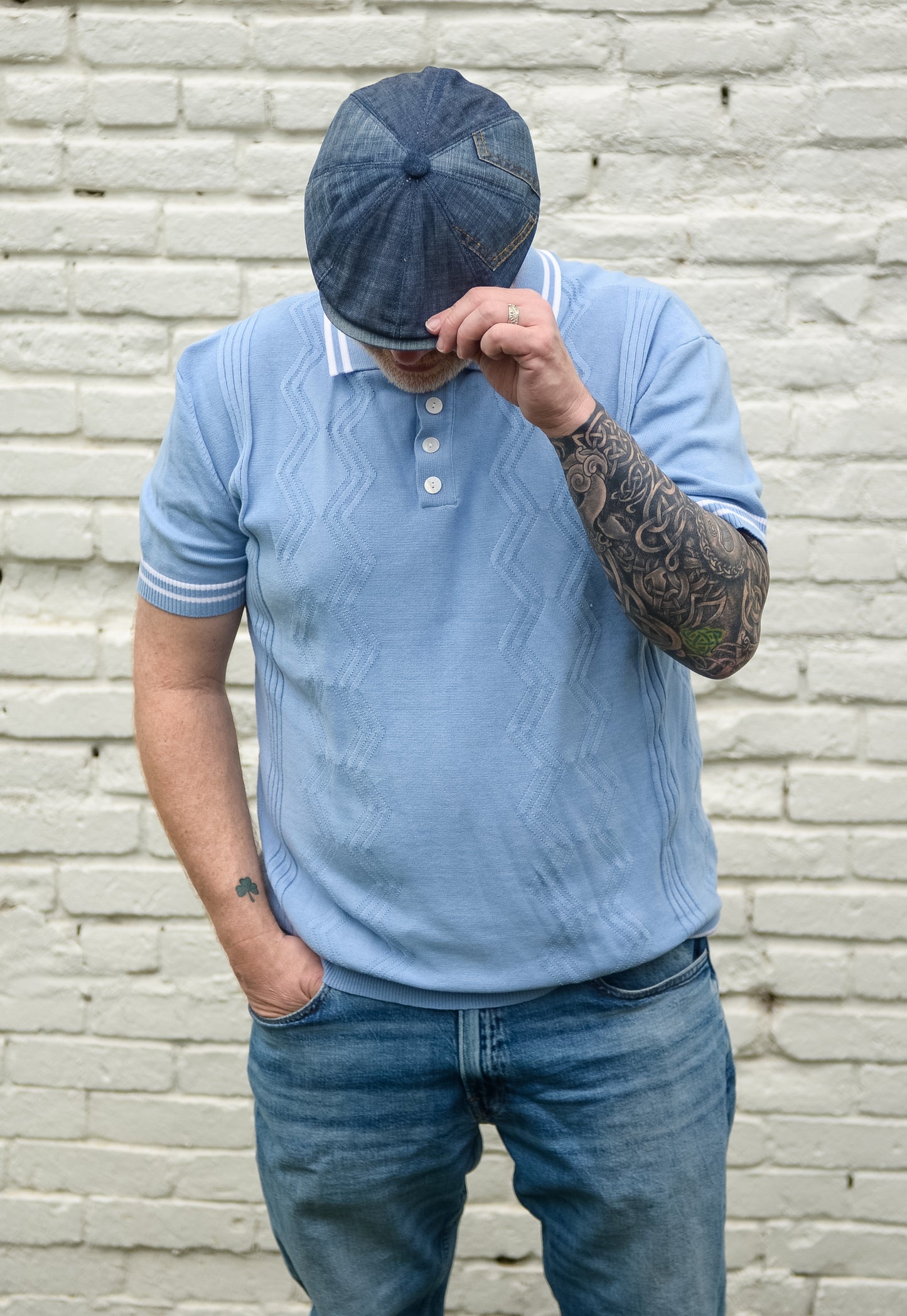 The "Rebel" - Denim Patchwork Newsboy Cap by Hologramme Paris