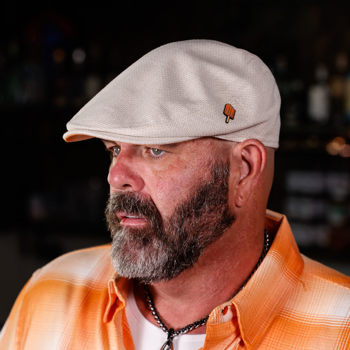 Dreamsicle Cream Flat Cap -  Hales Speed Shop X FunkyBrims Collab (with pin)
