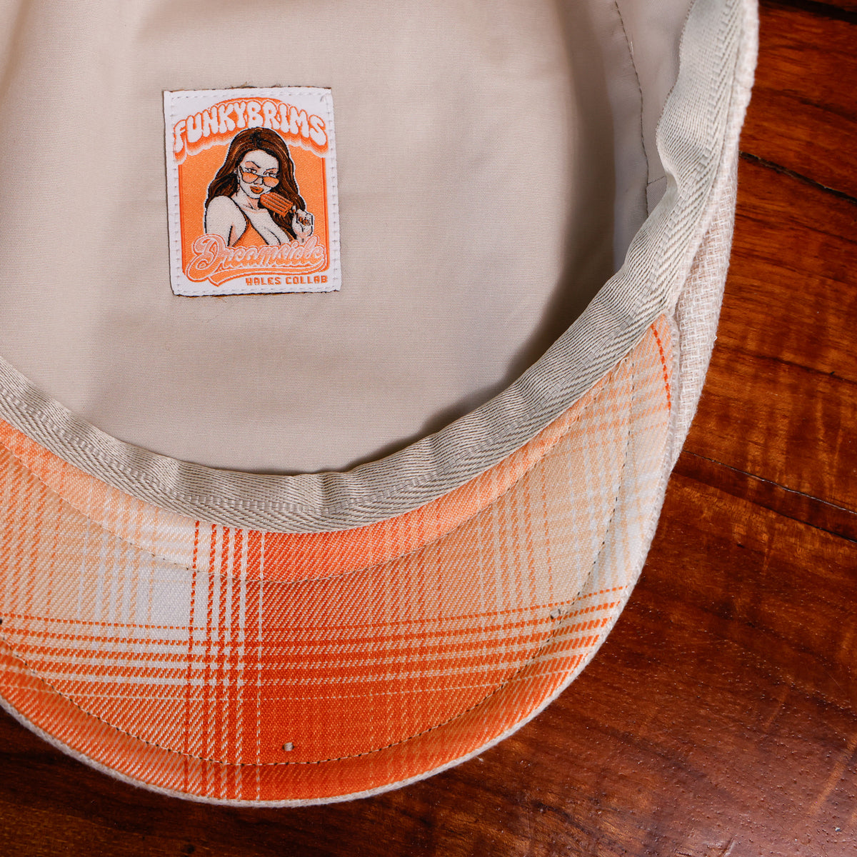 Dreamsicle Cream Flat Cap -  Hales Speed Shop X FunkyBrims Collab (with pin)