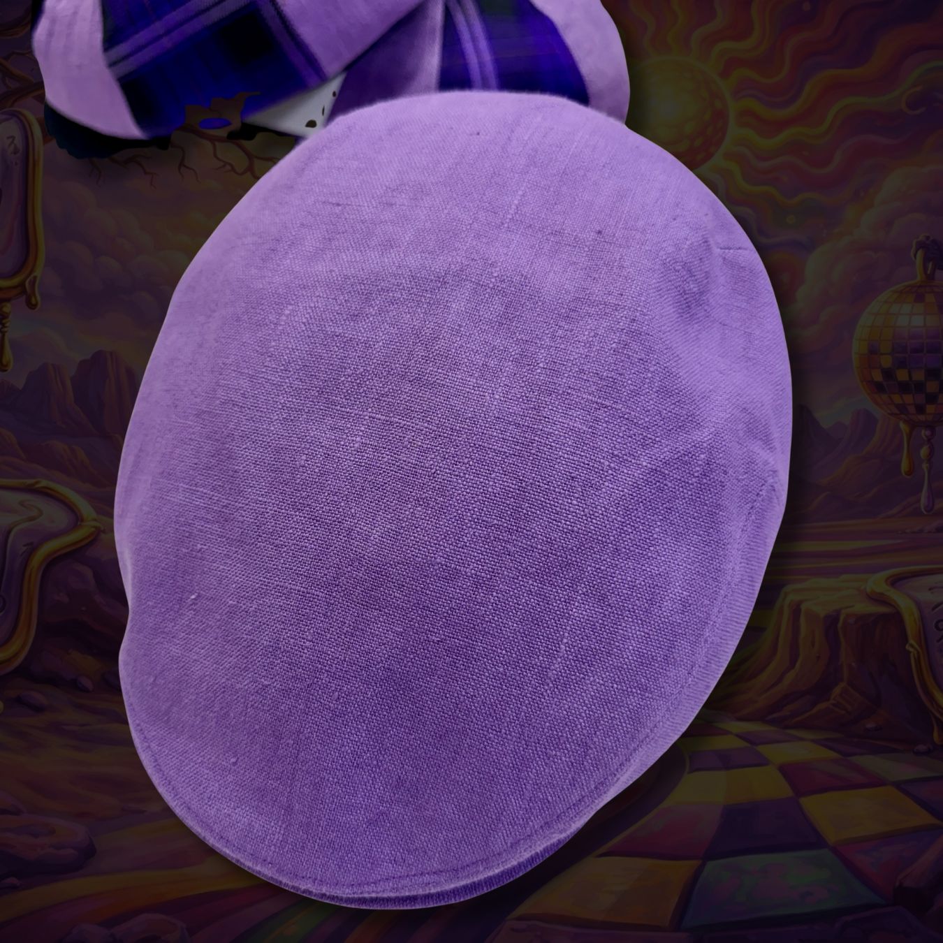 Enigma Purple Linen Flat Cap -  Hales Speed Shop X FunkyBrims Collab