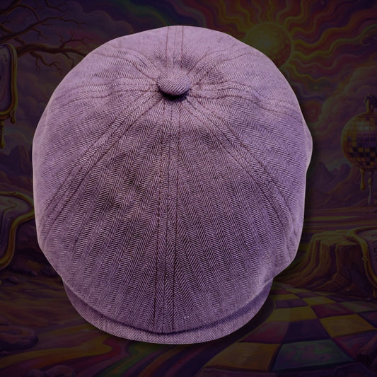 Enigma "Purple Tommy" Linen Herringbone Newsboy Hales Speed Shop X FunkyBrims Collab (with Pin)