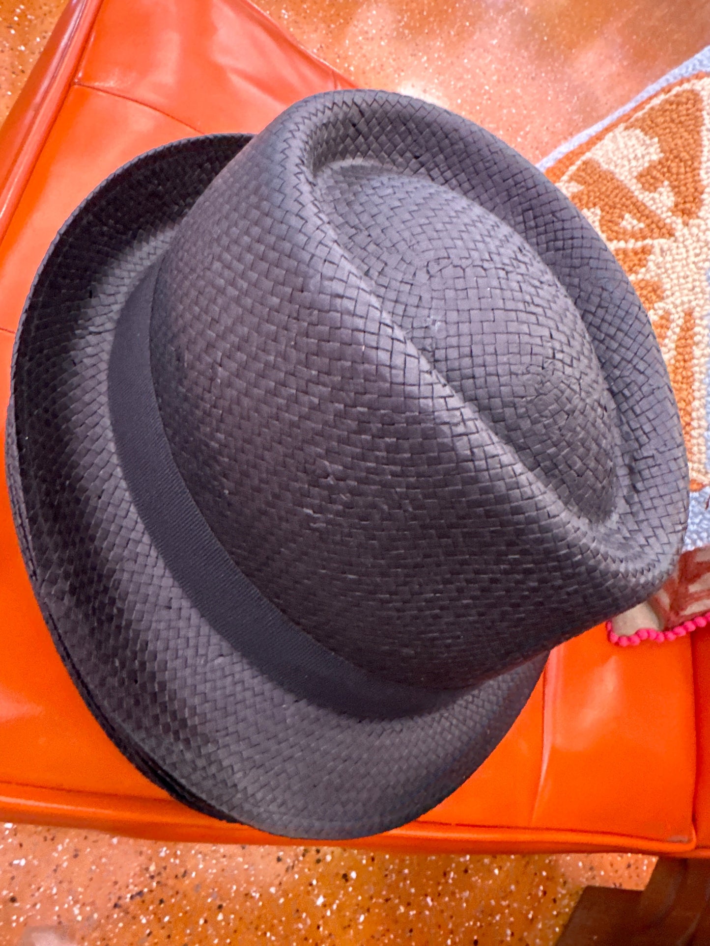 Black Straw Trilby Hat by Hologramme Paris