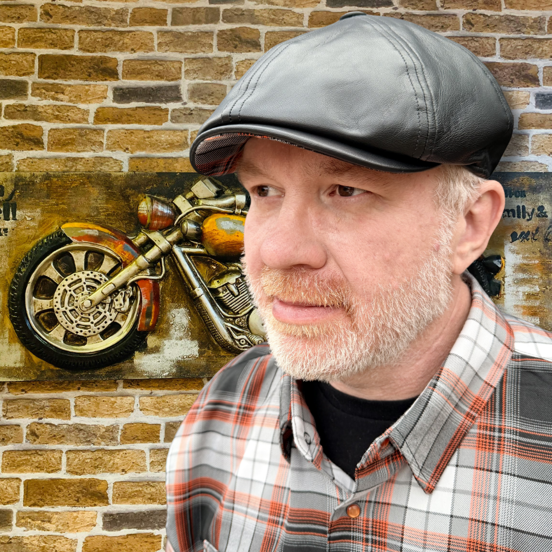 Bike Night Real Black Leather Newsboy Hales Speed Shop X FunkyBrims Collab (with Pin)