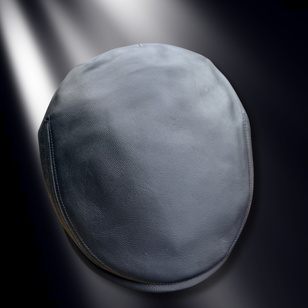 Bike Night Real Black Leather Flat Cap -  Hales Speed Shop X FunkyBrims Collab (with Pin)