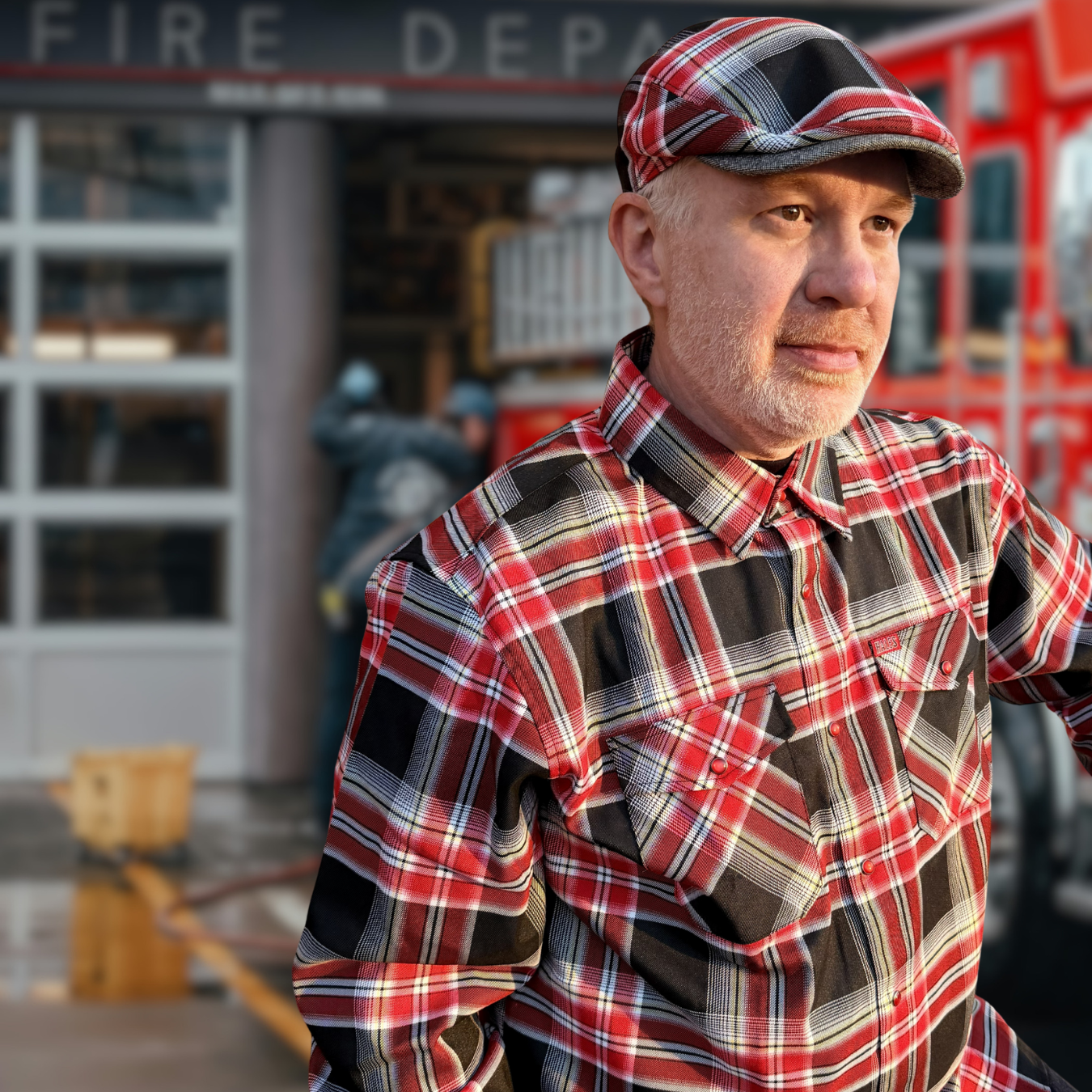 Leatherhead Flannel Flat Cap -  Hales Speed Shop X FunkyBrims Collab (with Pin)