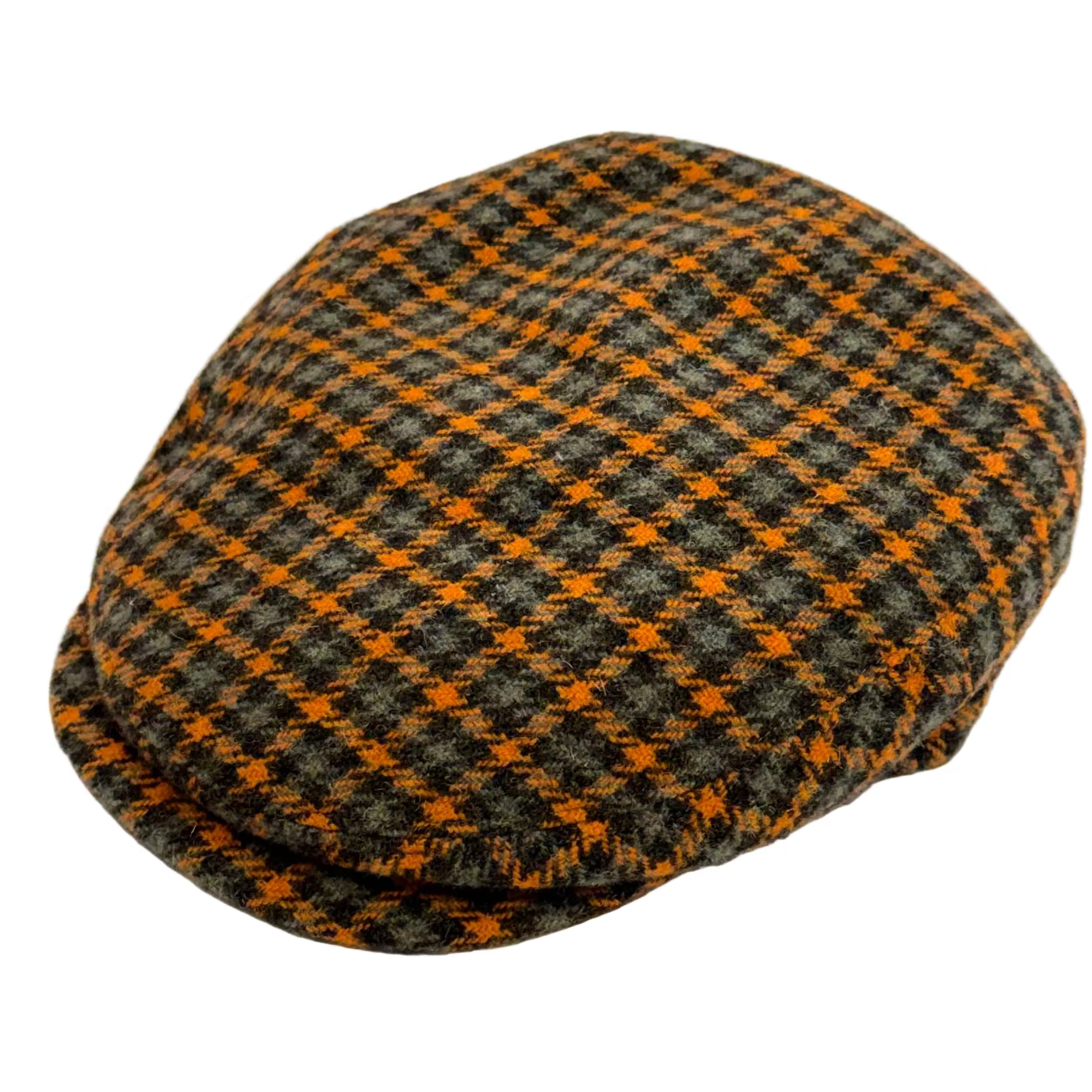 Limited Quantity Orange and Green Plaid Flat Cap by Alfonso d’Este x FunkyBrims