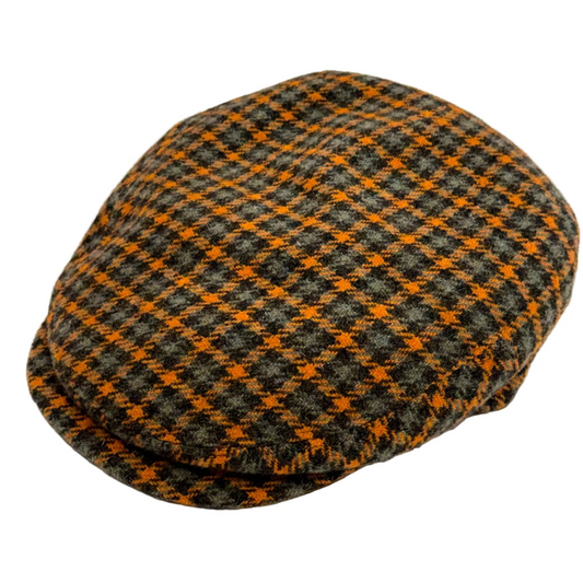 Limited Quantity Orange and Green Plaid Flat Cap by Alfonso d’Este x FunkyBrims