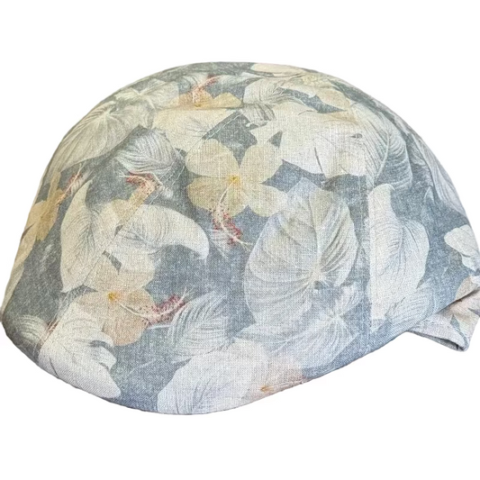 Floral Tropical Themed, Jimmy Buffet vibes split panel pub cap at FunkyBrims.