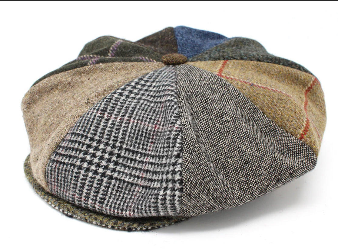 The Eight Piece Patchwork Tweed Cap by Hanna Hats of Donegal