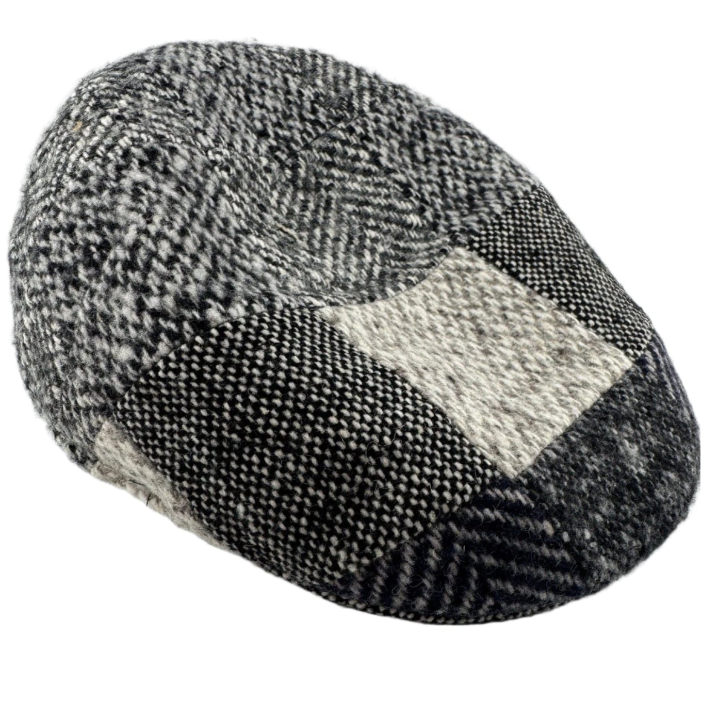 The Light Grays Patchwork Flat Cap by Alfonso D'Este