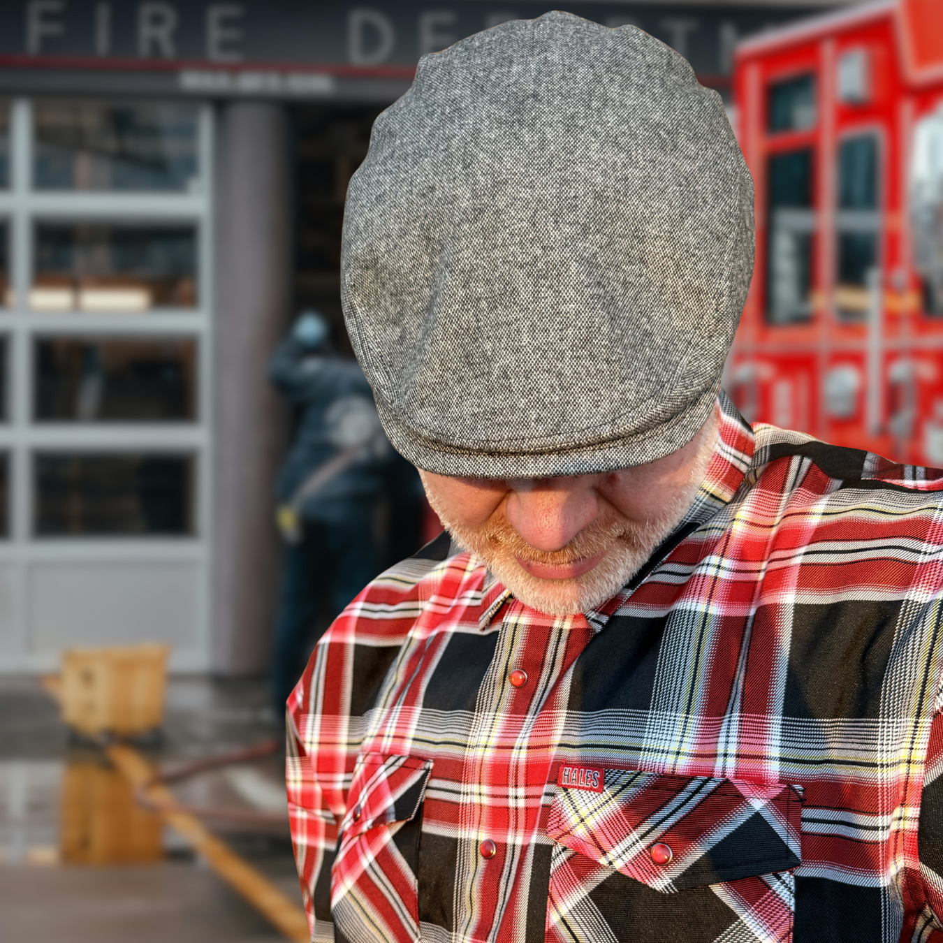 Leatherhead Gray Flat Cap -  Hales Speed Shop X FunkyBrims Collab (with Pin)