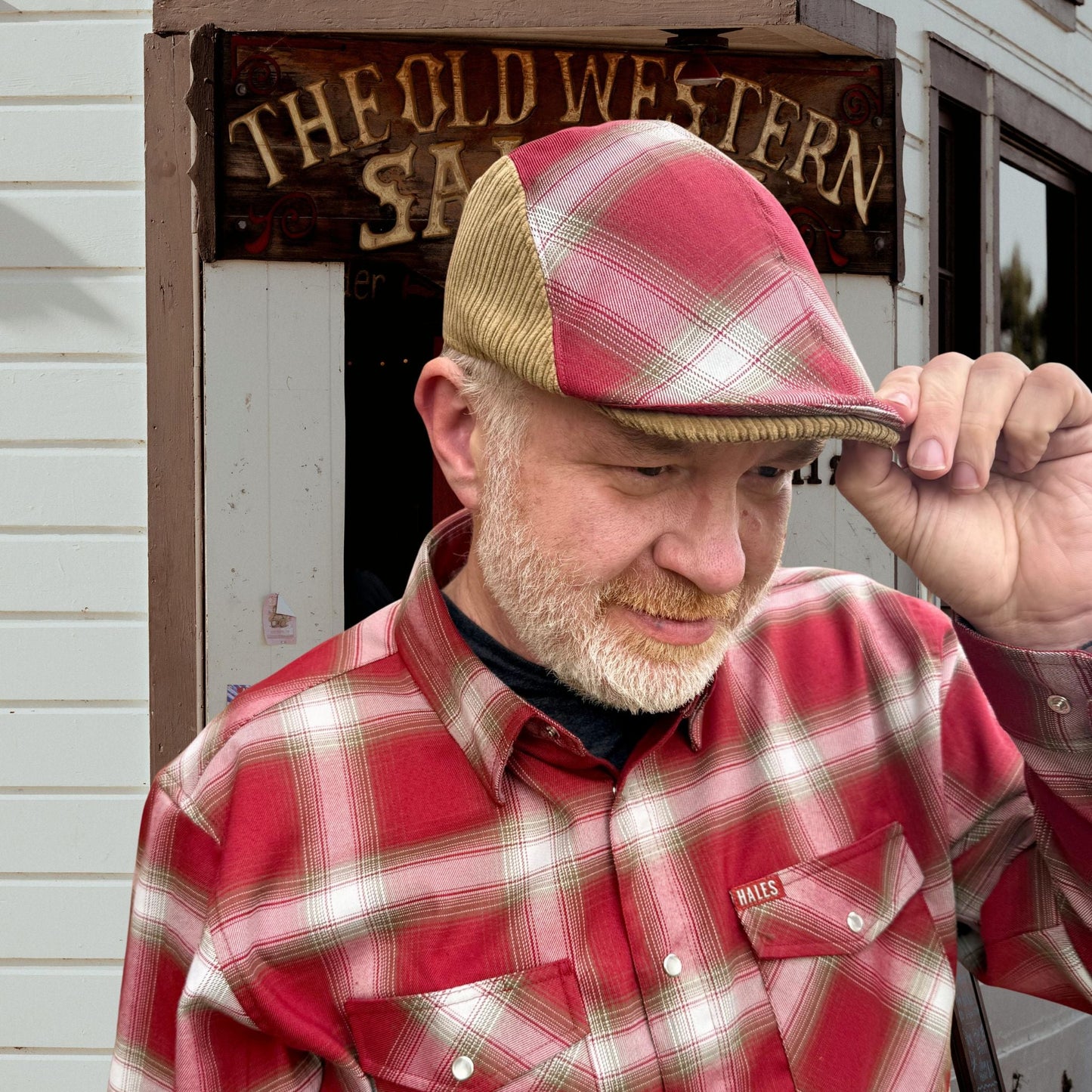 The Huckleberry Flannel Flat Cap Hales Speed Shop X FunkyBrims Collab (with Pin)