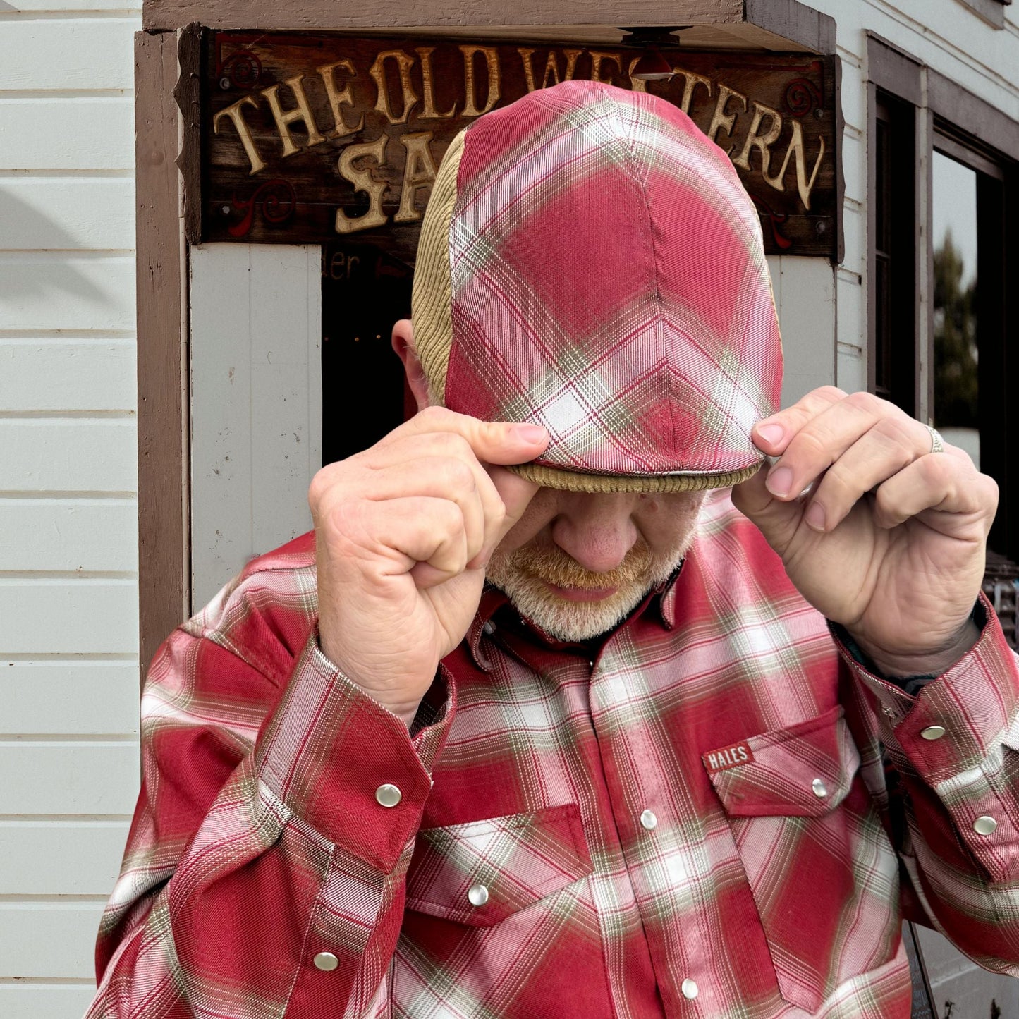 The Huckleberry Flannel Flat Cap Hales Speed Shop X FunkyBrims Collab (with Pin)