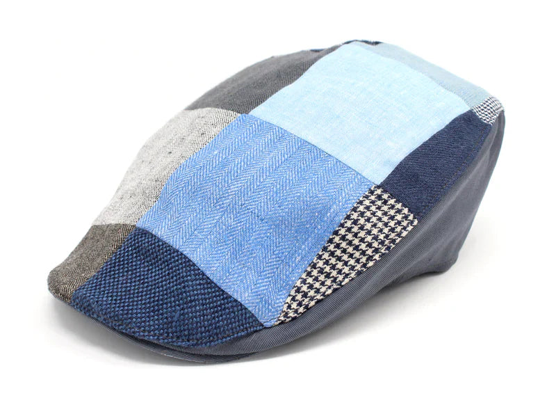 The Linen Donegal Touring Patchwork in Gray/Blue by Hanna Hats of Donegal
