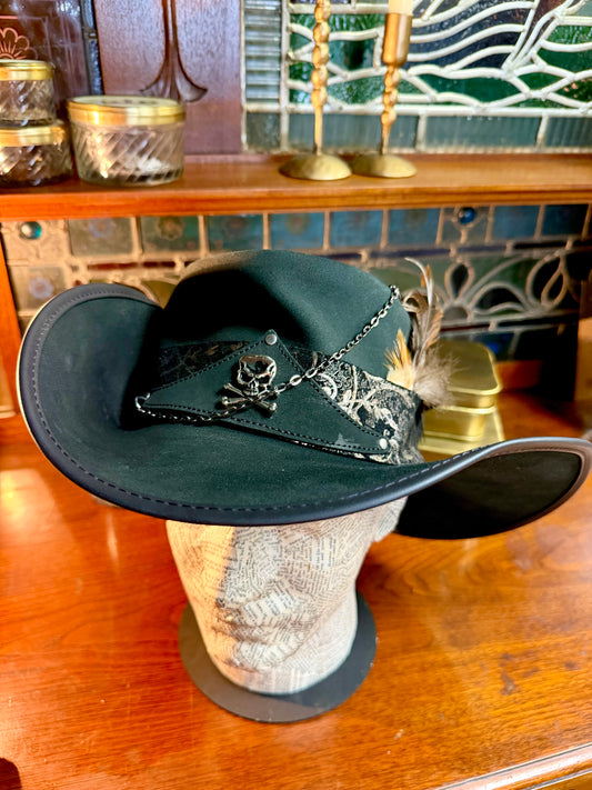 Black Suede Leather Cavalier Hat