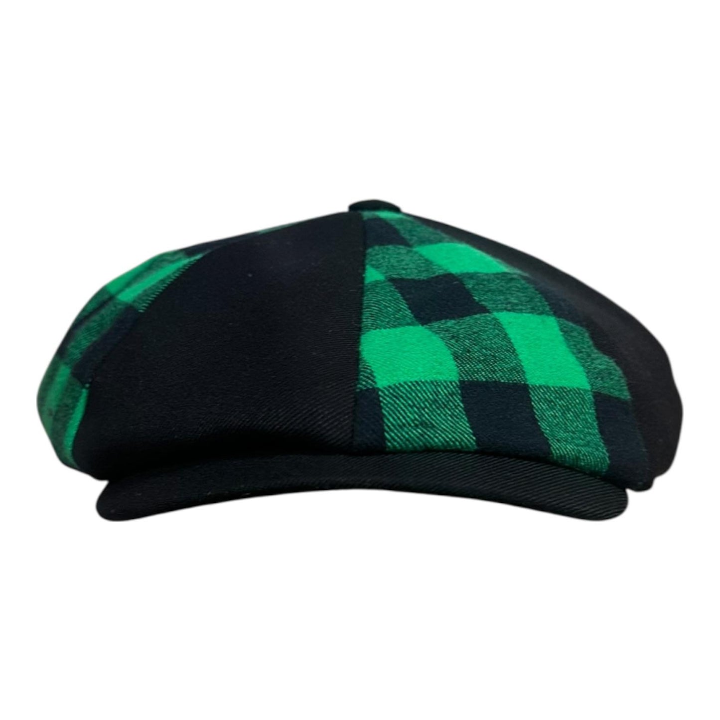 The "Hooligan Patchwork" - Green Buffalo Plaid Newsboy Cap - Laird Hatters x FunkyBrims