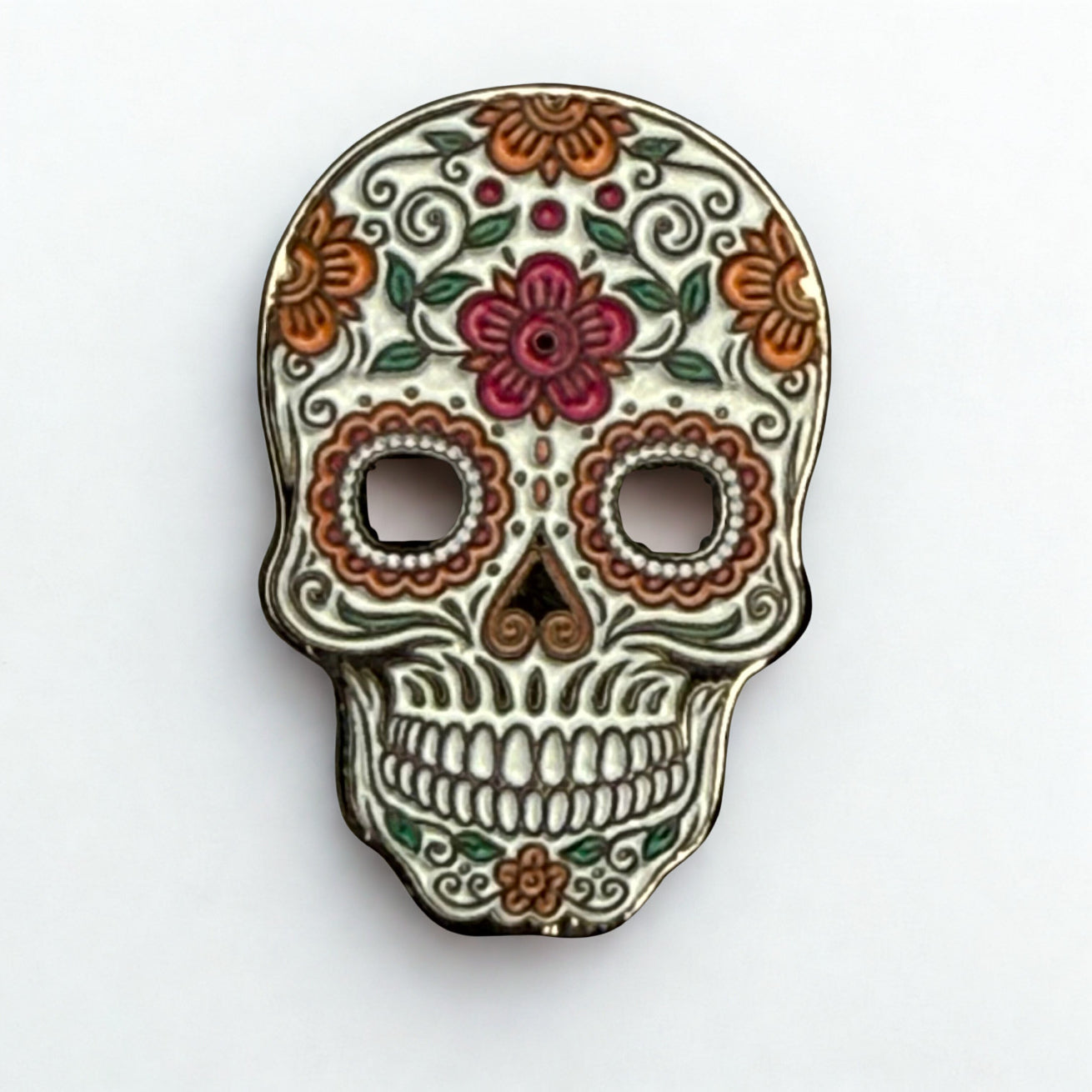 Flower Skull Magnetic Cap Pin by American Hat Makers
