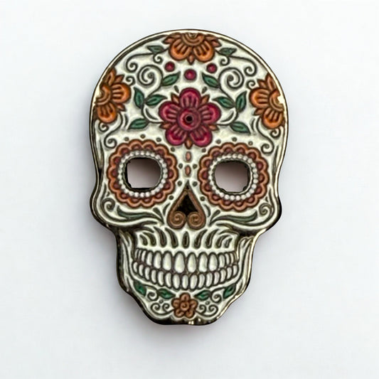 Flower Skull Magnetic Cap Pin by American Hat Makers