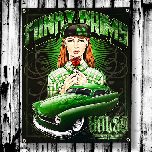 Funkybrims Meetup Vinyl Garage Banner by Hales Speed Shop x FunkyBrims - 36" X 29"