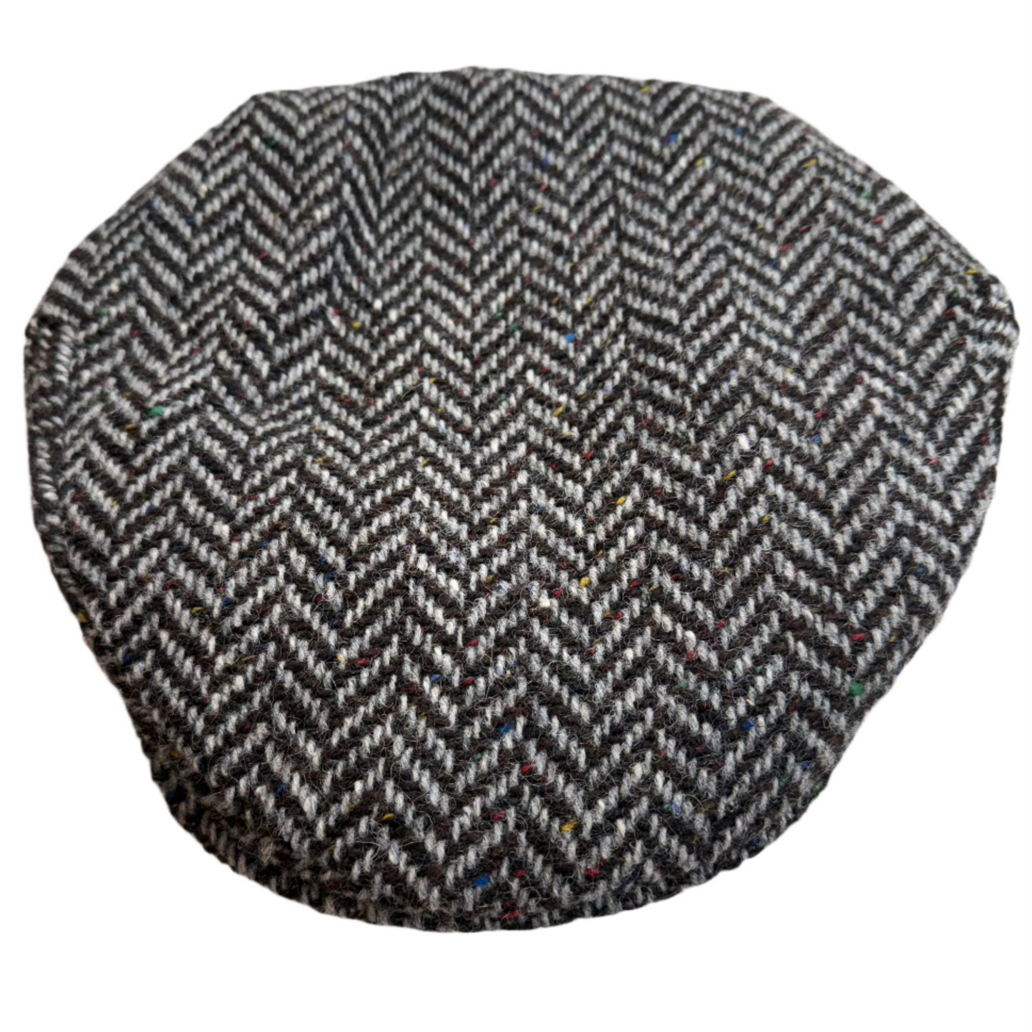 The Vintage Cap Tweed in Black and Gray Herringbone by Hanna Hats of Donegal