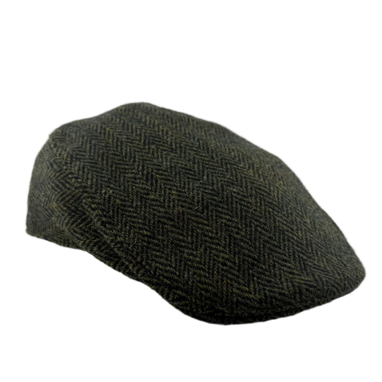 The Donegal Touring Cap Tweed - Green and Black Herringbone by Hanna Hats of Donegal