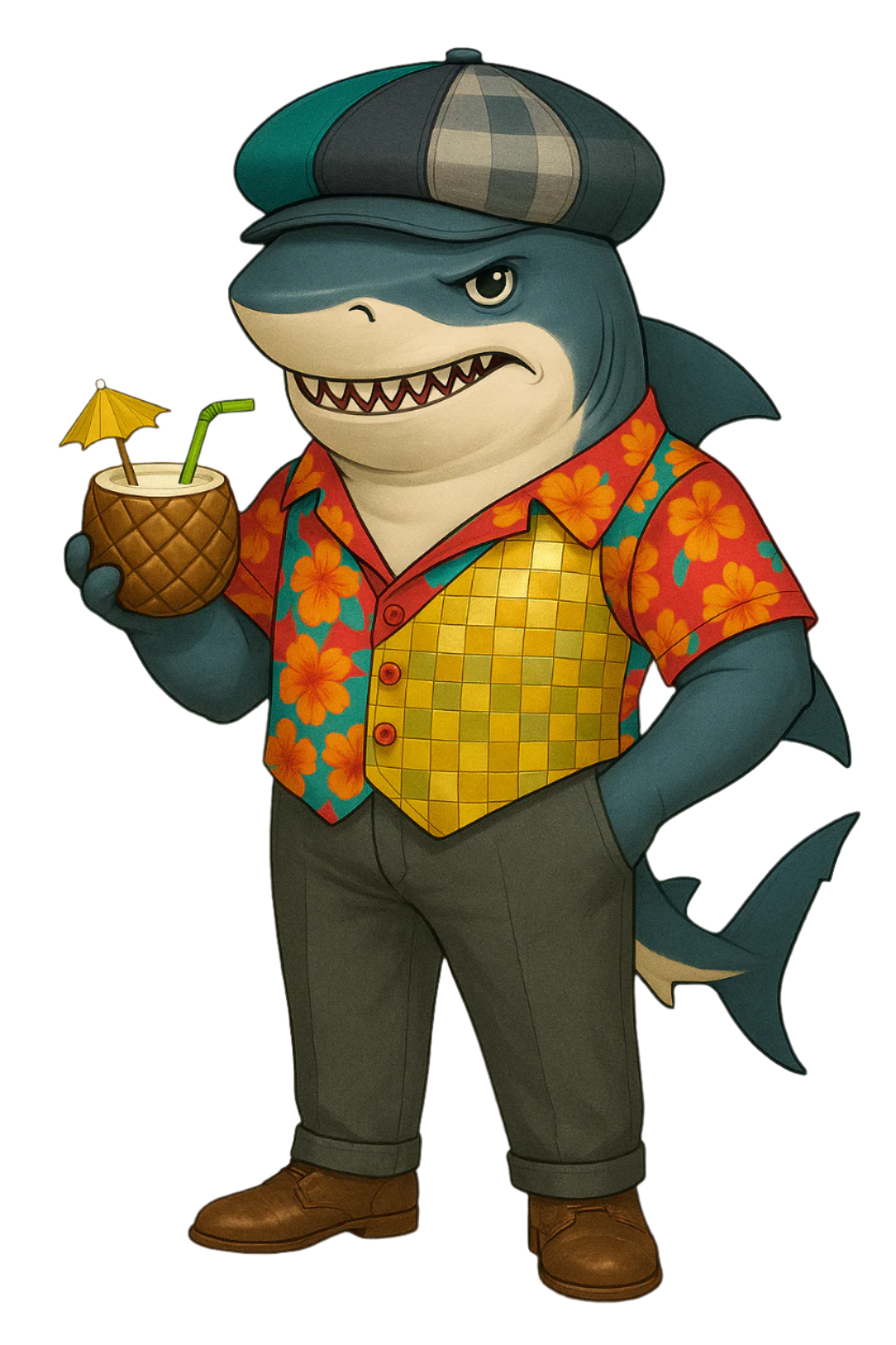 The "Funky Blinders" Summer 2025 - Laird Hatters x Funkybrims "Brooklyn" Newsboy (with Scally Shark pin)