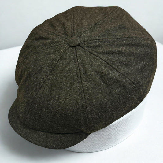 Dark Green Loden Wool Newsboy cap by Laird Hatters at FunkyBrims.