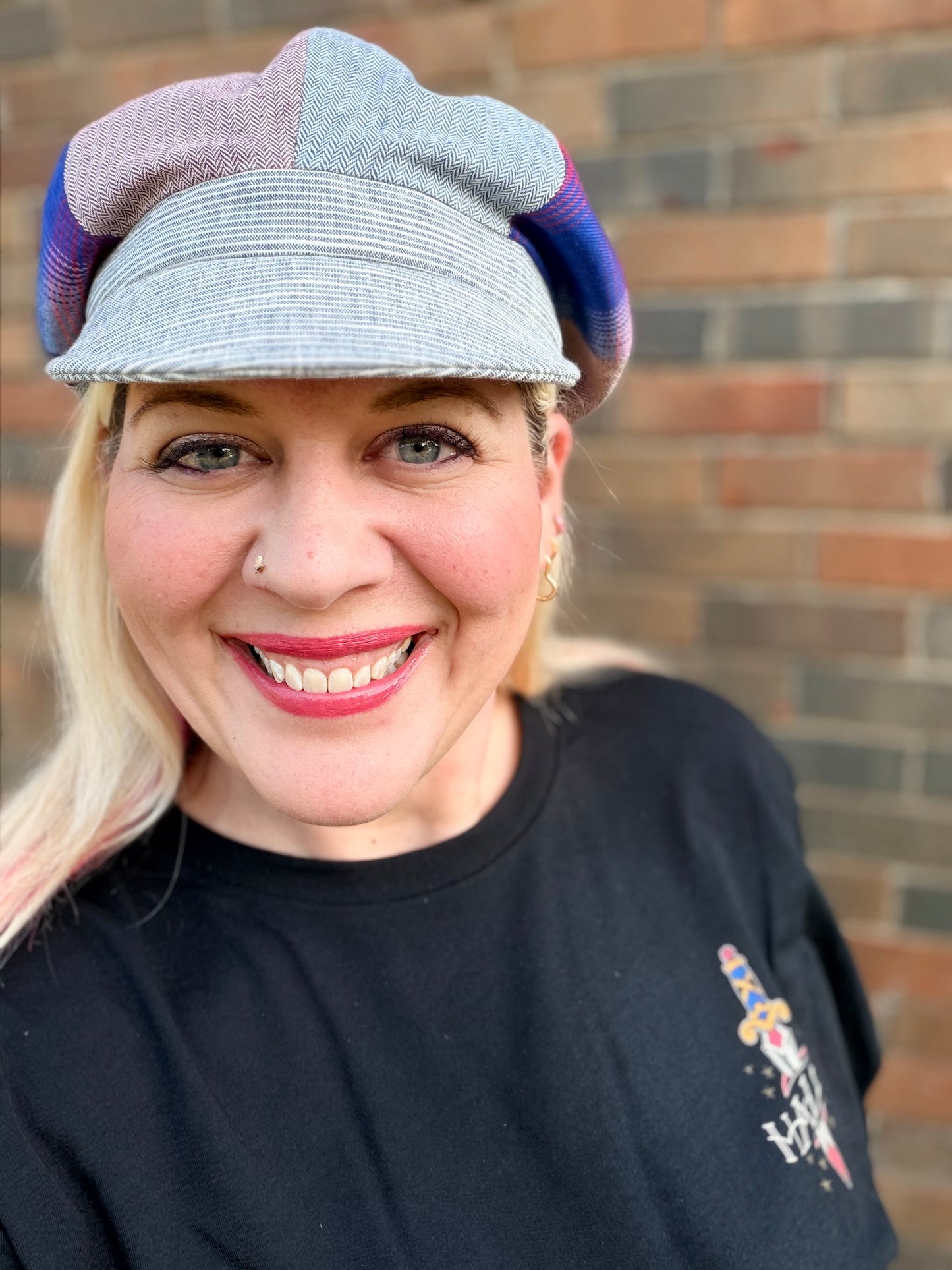 Women's EST 1776 Patchwork Newsboy Cap Hales Speed Shop X FunkyBrims Collab (with pin)